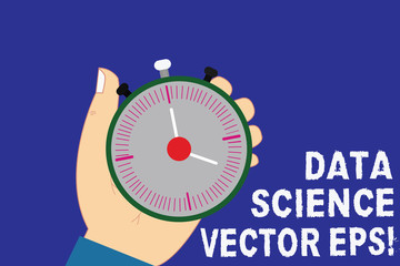 Writing note showing Data Science photo Eps. Business photo showcasing Digital information analysis modern technology Hu analysis Hand Holding Stop Watch Timer with Start Stop Button