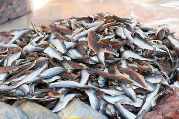 Dried fish slice in the seafood market