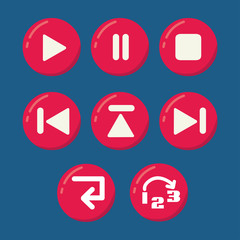 media player buttons vector set