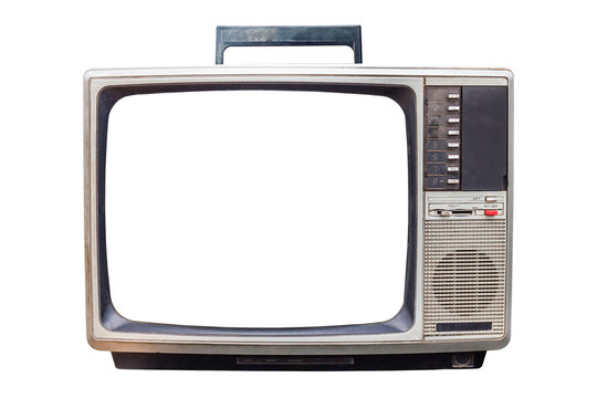 Classic Vintage Retro Style old television with NTSC tv pattern signal for test purposes,old tv with bad signal