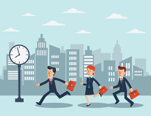 Fototapeta premium Business people running in the city street