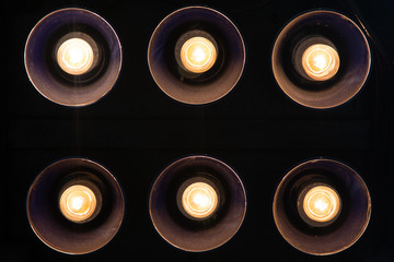light lamp bulb circle shape . old vintage style . lights glowing electricity . pattern texture .