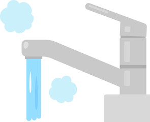 レバー式の蛇口から出るお湯