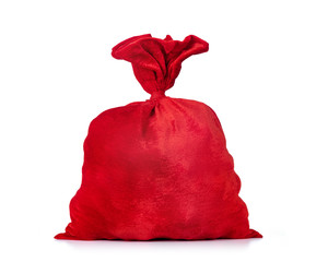 Santa Claus's red bag, full, isolated on white background. File contains a path to isolation.