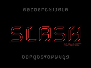 Slash font. Vector alphabet 