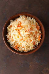 Sauerkraut. Chopped cabbage pickled in brine