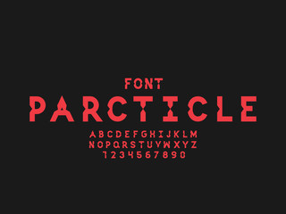 Particle font. Vector alphabet 