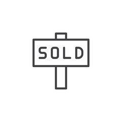Sold home outline icon. linear style sign for mobile concept and web design. Property house selling simple line vector icon. Symbol, logo illustration. Pixel perfect vector graphics