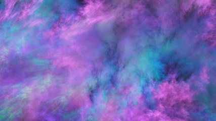 Fototapeta na wymiar Abstract blue and violet surreal clouds. Expressive brush strokes. Fractal background. 3d rendering.