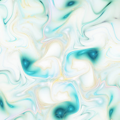 Abstract gold and teal glossy zigzag pattern. Digital fractal art. 3d rendering.