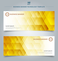 Set of template banner web geometric hexagon pattern gold or yellow background technology concept.