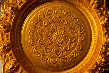 gold pedestal tray , Thai art design style