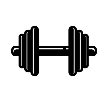 Simple icon of dumbbell, isolated on white
