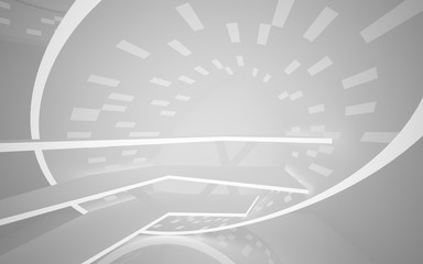 Obraz premium Abstract white interior of the future, with neon lighting. 3D illustration. Rendering