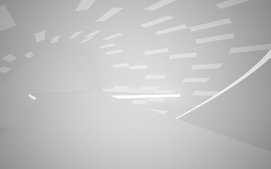 Abstract white interior of the future, with neon lighting. 3D illustration. Rendering