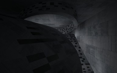 Obraz premium Empty dark abstract concrete room interior. Architectural background. Night view of the illuminated. 3D illustration and rendering