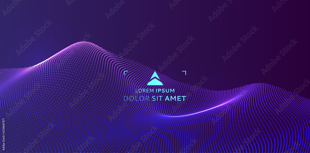 Wall mural landscape background. terrain. cyberspace grid. 3d technology vector illustration with particle.