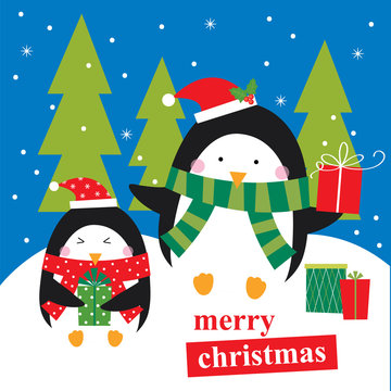 little penguin christmas greeting card