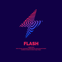 The sign of the energy. The colored zipper of the dynamic lines on a dark background.