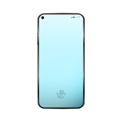 Realistic smartphone on white background. New camera shape. fingerprint unlocking.Vector illustration