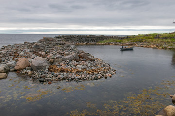 The first stone harbor of Russia on Bolshoy Zayatsky Island. Solovetsky archipelago, White sea, Russia