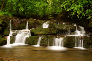 Obraz premium Waterfall on the Hulski stream. Bieszczady Mountains. Poland