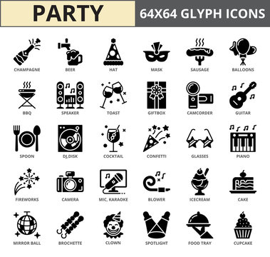 Celebration & party Glyph icon set