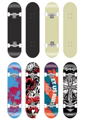 Tuinposter skateboard vector template illustration set (with backside design collection)  © barks