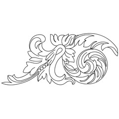 Black vintage baroque ornament, corner. Retro pattern antique style acanthus.