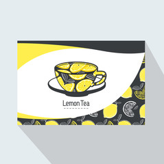 creative business card template with lemon  tea , vector illustration