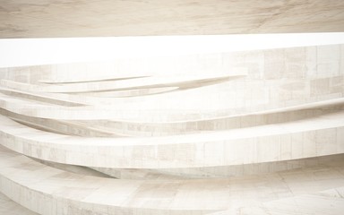 Abstract interior of glass and concrete with blue water. Architectural background. 3D illustration and rendering 