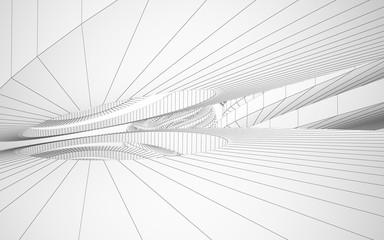 Naklejka premium Abstract white interior highlights future. Polygon drawing . Architectural background. 3D illustration and rendering