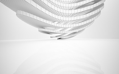 Abstract white interior highlights future. Polygon drawing . Architectural background. 3D illustration and rendering