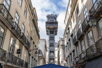 Fototapeta premium Old historical sightseeing lift in the center of Lisbon, Portugal