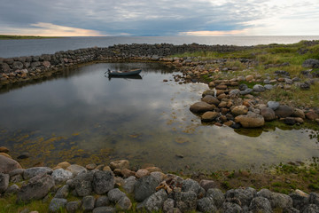 The first stone harbor of Russia on Bolshoy Zayatsky Island. Solovetsky archipelago, White sea, Russia