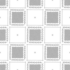 Obraz premium Hand drawn abstract seamless pattern. Geometrical minimalistic background in Scandinavian style. Elegant texture for surface design, textile, wrapping paper, wallpaper, phone case print, fabric.