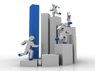 3d illustration Business Network with graph