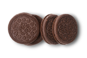 Chocolate biscuits isolated on white background