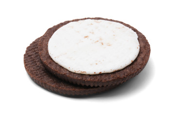 Chocolate biscuits isolated on white background