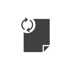 Obraz premium Update file document vector icon. filled flat sign for mobile concept and web design. File Refresh arrows simple solid icon. Symbol, logo illustration. Pixel perfect vector graphics