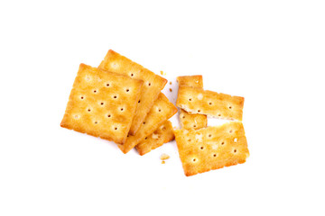 Square crackers cookies isolated on white background