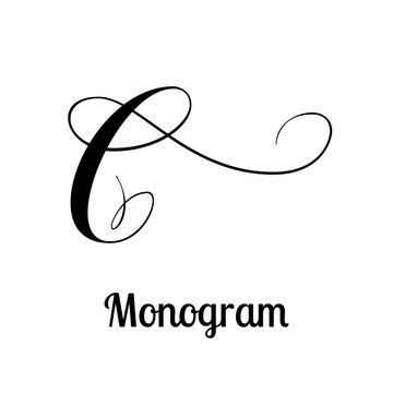 Classic emblem design - letter C calligraphy