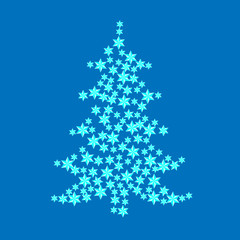 Vector illustration of a Christmas tree decoration made of stars.
