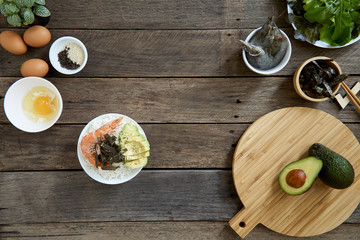 Obraz na płótnie Canvas Poke bowl with Avocado Clean Food
