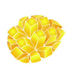 Slice of yellow-orange mango isolated on white background.