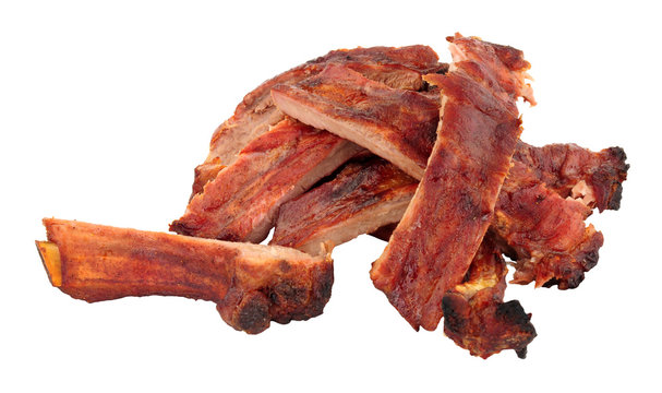 Chinese style mini pork ribs isolated on a white background