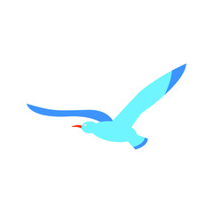 Seagull flat style design vector illustration isolated on white background travel beach icon sign.