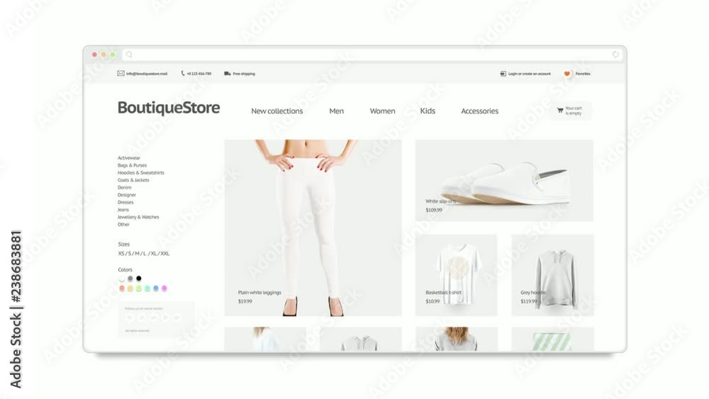 Poster blank browser open and closing mockup with fashion website, looped switch, 3d rendering. load and tu