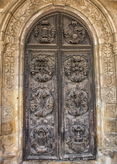 Fototapeta na wymiar Ornate Cathedral Doors, Braga, Portugal