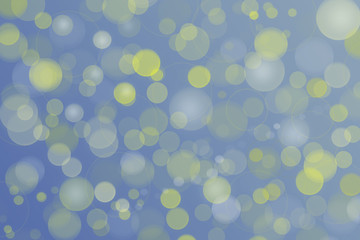 Blue Yellow White bokeh. Christmas background texture